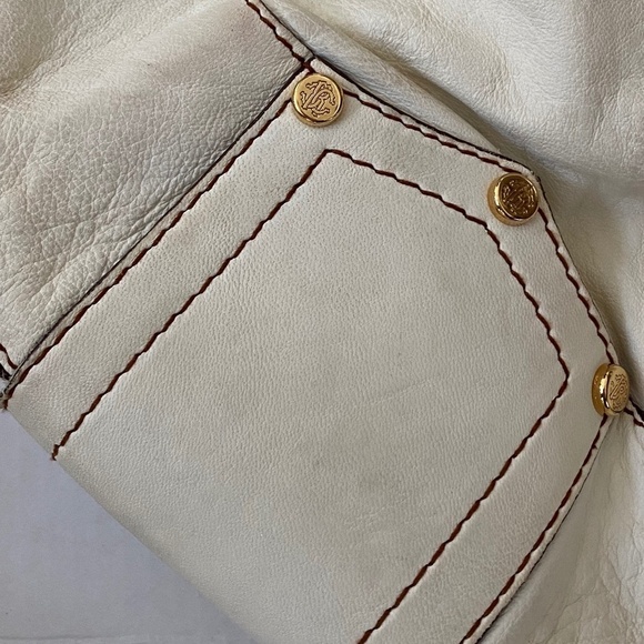 Roberto Cavalli White Engraved Large Leather Bag - Picture 4 of 11